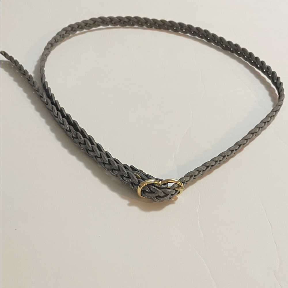 Braided Grey Belt with Gold Buckle